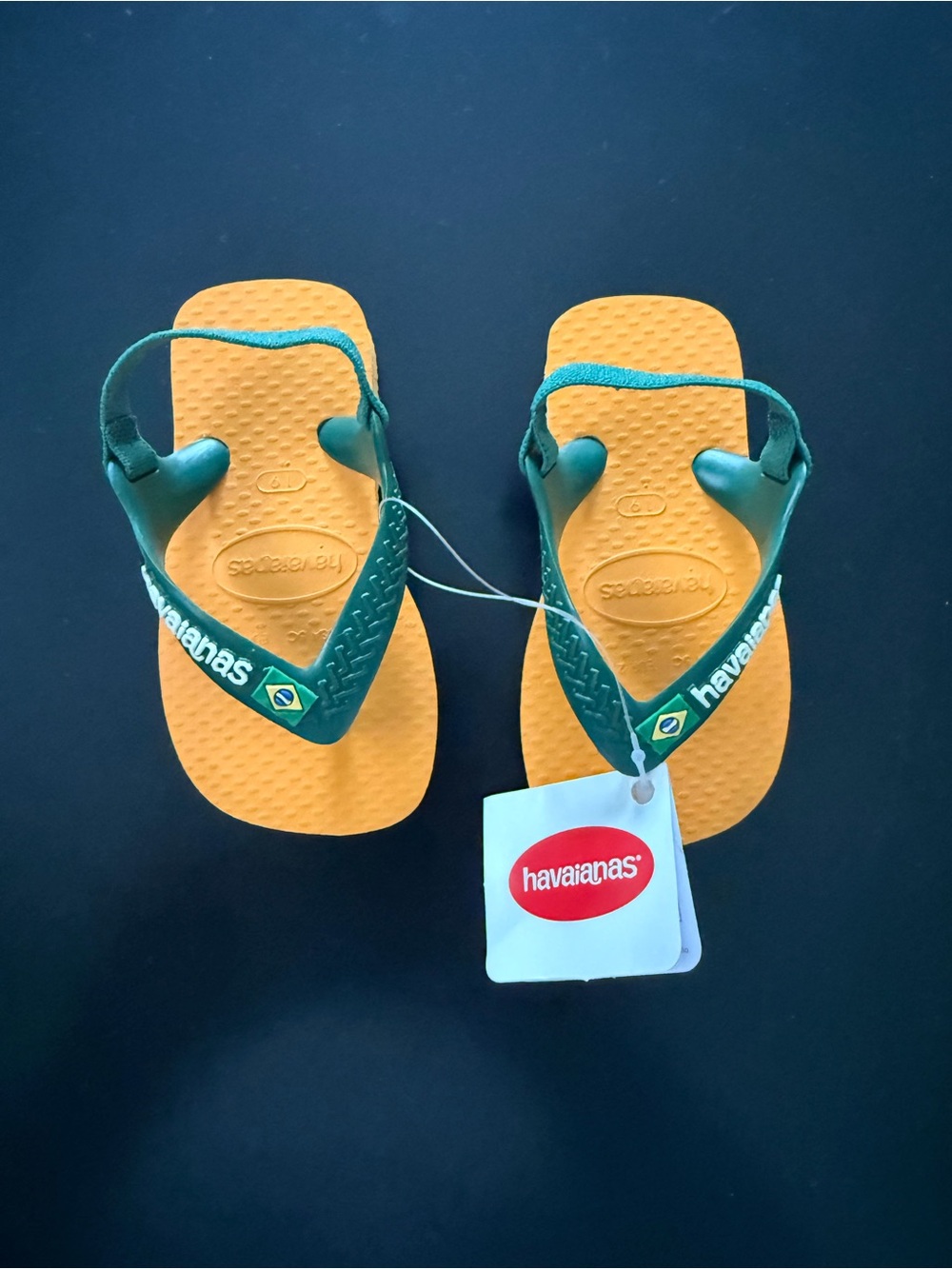 Havaianas Kids Orange Footbed with Green Straps Flip Flops